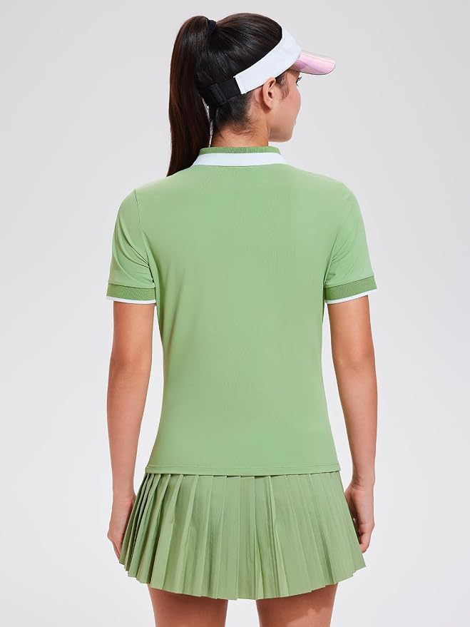 Tennis Skirt Sets for Women Zipper Color Block High Waisted Golf Polo Two Piece Skirt Set Women 2 Piece Outfits