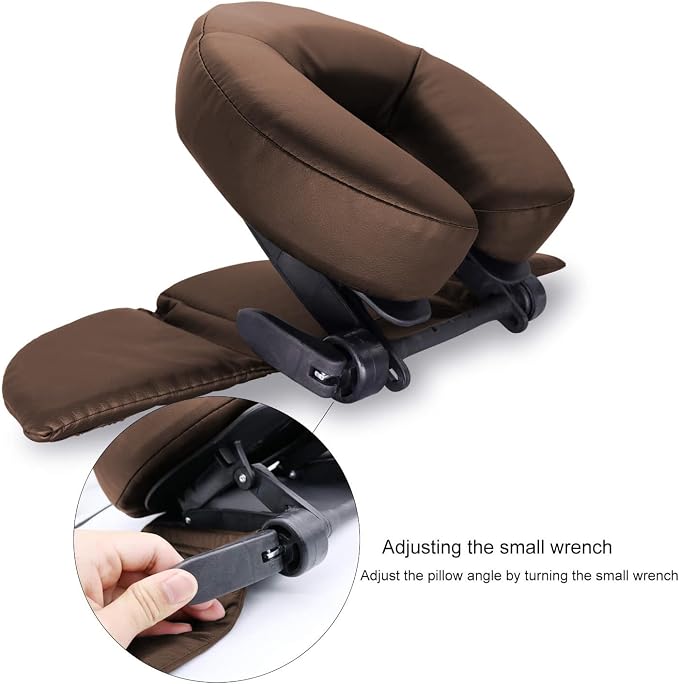 TRENDBOX Face Down Tabletop Massage Kit Adjustable Headrest Pillow - Dark Brown