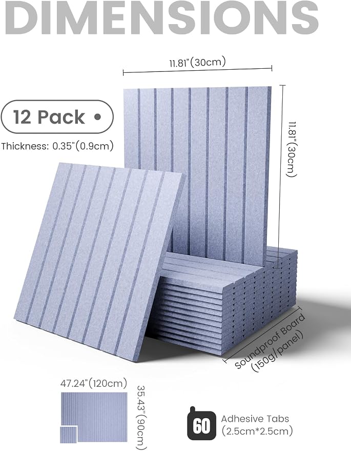 Fluxynara 48" x 36" Large Felt Bulletin Board, Soft Periwinkle | 12 Pack Cork Board Alternative with 60 Safe Adhesive Tabs, Pin Boards for Wall Decor, Home, Office, Classroom,Dorm
