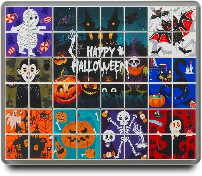 Anzikfoy 48 Piece Toy Building Jigsaw Puzzle Sets, 2 in 1 Halloween Theme Boys Girls Puzzles Building Block with Reusable Drawing Board Set for Toddlers Ages 1-3 and Kids 3+ Year Old
