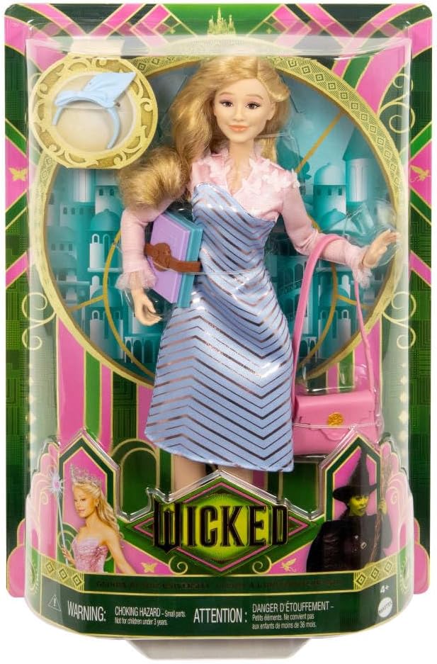 Mattel Universal Wicked Glinda Fashion Doll & Accessories with Styled Blonde Hair, Posability & Removable School Uniform Look