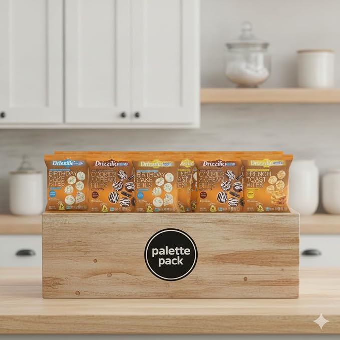 DrizziIiciou$ Mini Rice Cakes Variety Pack, 32 Single-Serve Bags, 0.74 oz Each, Light & Crunchy Rice Cake Snacks, Assorted Flavors, Grab-and-Go Treats, Family Size Value Pack