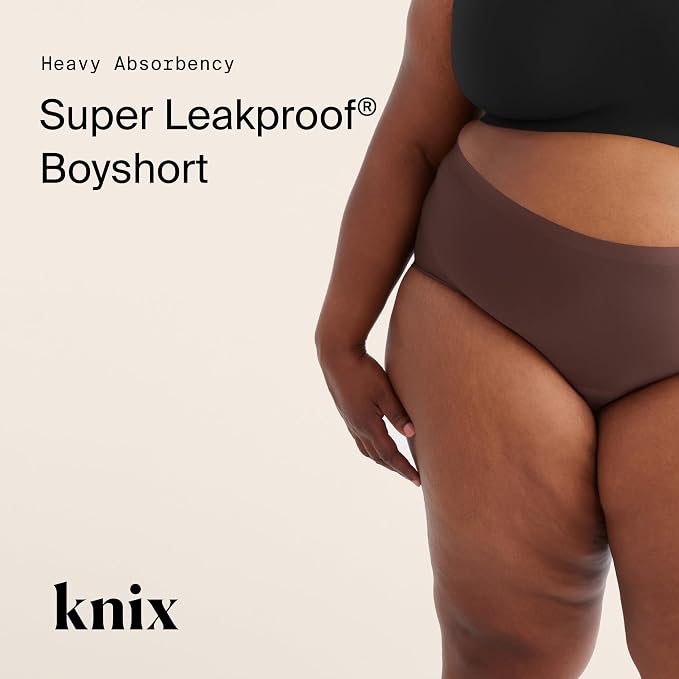 KNIX Women Leakproof Period Underwear Boyshort – Heavy Flow Protection, Absorbs 4–7 Super Tampons