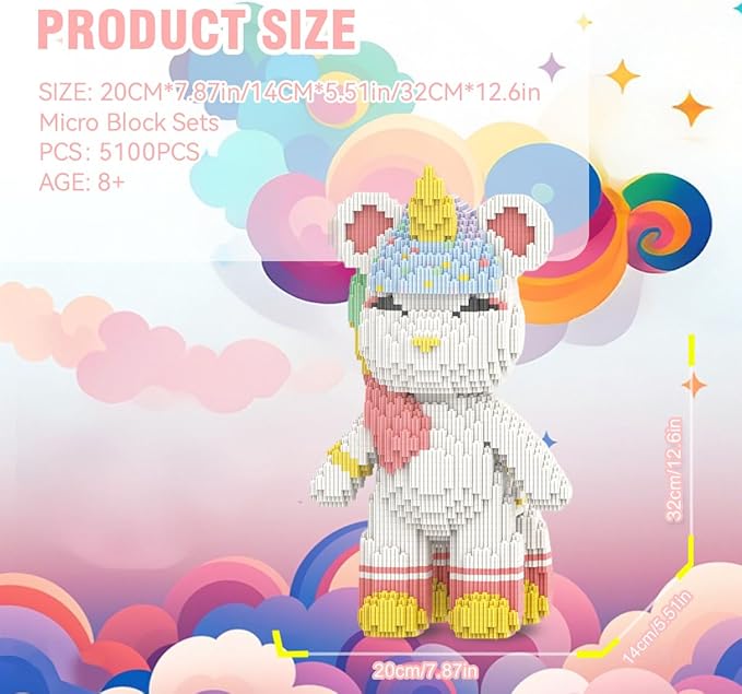 DAHONPA Animal Unicorn Micro Building Blocks Set (5100 Pieces) Gift for Adults and Kids