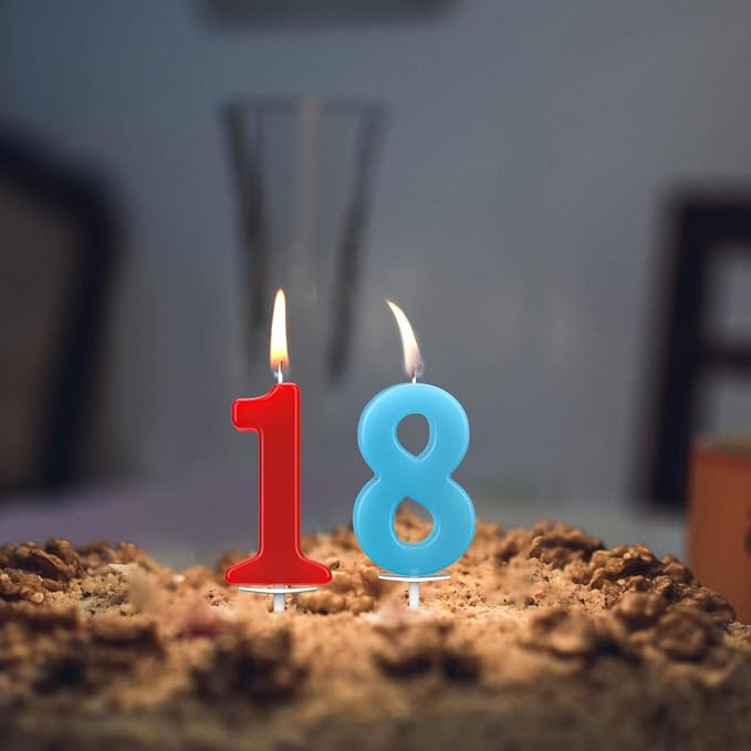 Beanlieve 10-Pieces Numeral Birthday Candles - Cake Numeral Candles Number 0-9 Glitter Cake Topper Decoration for Birthday,Wedding Anniversary,Party Celebration (Colourful)