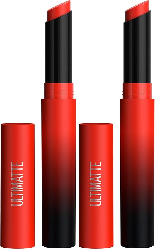 Maybelline Color Sensational Ultimatte Matte Lipstick, Non-Drying, Intense Color Pigment, More Scarlet, Scarlet Red, 1 Count (Pack of 2)