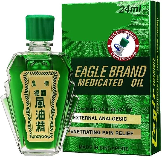 1 Pack - Green Essential Oil - 1 Chai Dau Xanh Con O - 24 mL per Bottle - Product of Singapore