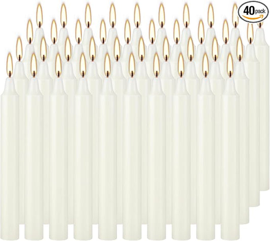 4 Inch Tall 40 Pack Ivory Candles Mini Unscented Taper Candles for Christmas,Household, Wedding, Rituals, Prayer, Birthdays, Meditation, Altar,Party and Home Décor Candlesticks