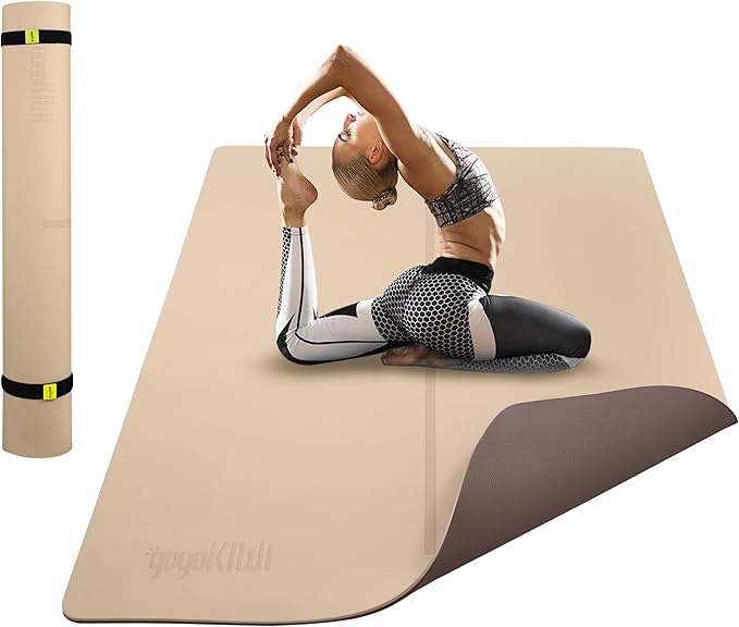 Gogokiwi Large Yoga Mat (6'x4') – 1/4" & 1/2" Thick Exercise Mats for Home Workout, Extra Wide Workout Mats for Home Gym, Yoga, Pilates, Stretching, Floor & More