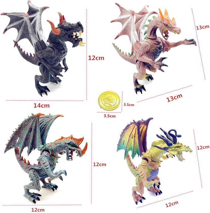 Guaishou Ancient Dragon Knight 4pcs Action Figure with Gold Coin 20PCS