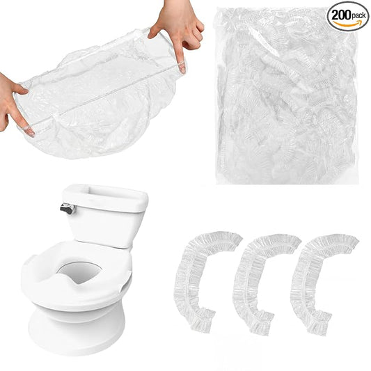 Dunzoom 200 Pcs Potty Liners with Elastic Portable Potty Training Bags Disposable Refill Toilet Seat Cover Leakproof and Easy to Clean Fits Summer Most Portable Toilets Travel Potties 18" x 8"