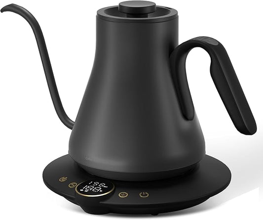 Cocinare Gooseneck Electric Kettle, ±1°F Precise Temperature Control, 1500W Fast Heating, Pour Over Coffee & Tea Kettle with Brew Timer & Keep Warm, Stainless Steel, 0.9L (Matte Black)