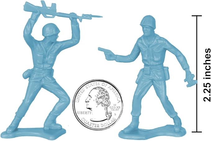 TimMee Plastic Army Men - Powder Blue 48pc Toy Soldier Figures - Made in USA