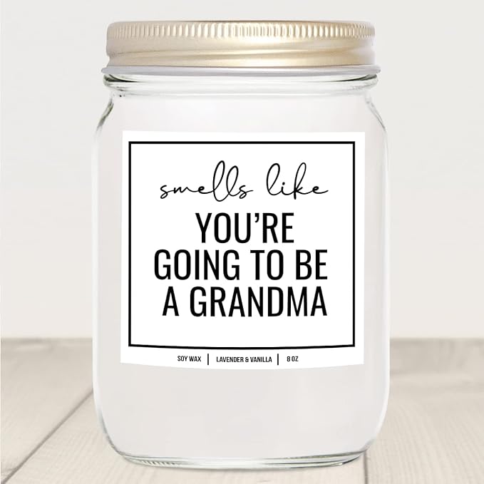 You Nique Designs First Time Grandma Gifts, Pregnancy Announcement for Grandparents, Grand Baby Announcement for Parents, Promoted to Grandma Scented Soy Candles for Women,8 oz (Lavender & Vanilla)