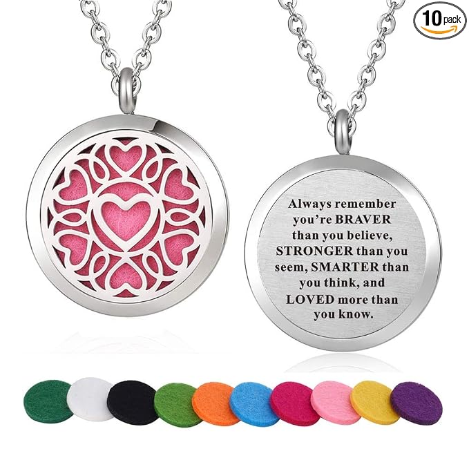 Stainless Steel Heart Aroma Therapy Aromatherapy Essential Oil Diffuser Necklace Locket Pendant