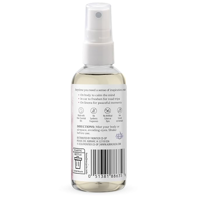 Aura Cacia Patchouli and Sweet Orange Aromatherapy Mist - Body and Room Spray with Pure Essential Oils for Refreshing, Soothing Aromatherapy | 4 Fl Oz (Pack of 1)