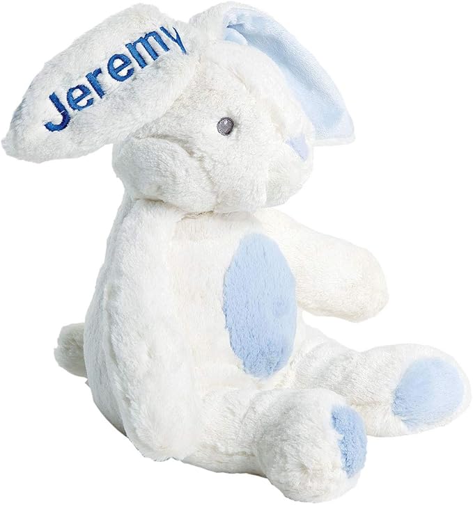 Lillian Vernon My First Easter Bunny Plush Blue Toy - Stuffed Animal with Customizable Embroidered Name for Boys & Girls, Personalized Kids & Toddler Gifts, 16 Inches Tall