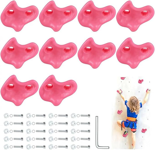 veimia Rock Climbing Holds for Kids, 10PCS Extra Large Climbing Wall Grips with Mounting Hardware and Hex Wrench, Indoor Outdoor Playground Rock Wall for Wooden Board, Weight Capacity 230 lbs