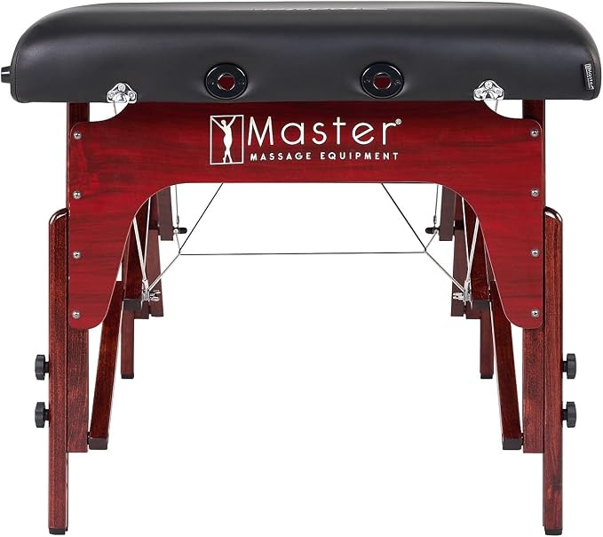 31" Montclair ThermaTop™ Master Massage Portable Massage Table with Memory Foam, Reiki Panels, & Shiatsu Cables (Black& Mahogany) Esthetician Bed- Lash Table