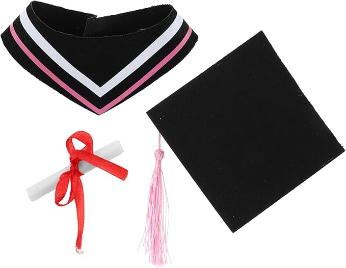 Amosfun Graduation Bear Clothes Set for DIY Stuffed Animals Adorable Plush Gown Cap Outfit Versatile Graduation Costume for Dolls Soft Fabric Fits Various