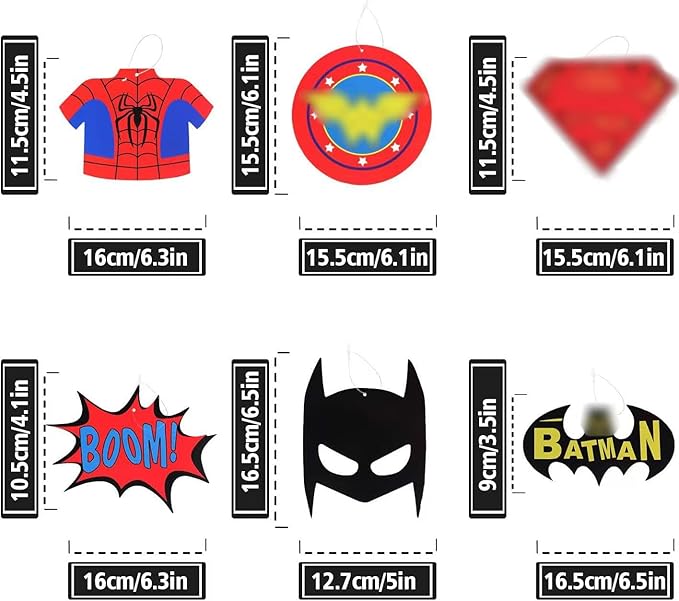 LINGTEER Superhero Decorations Set - Happy Birthday Bunting Banner Superhero Hanging Swirls Streamers Action Sign Perfect for Kids Birthday Party Decorations.