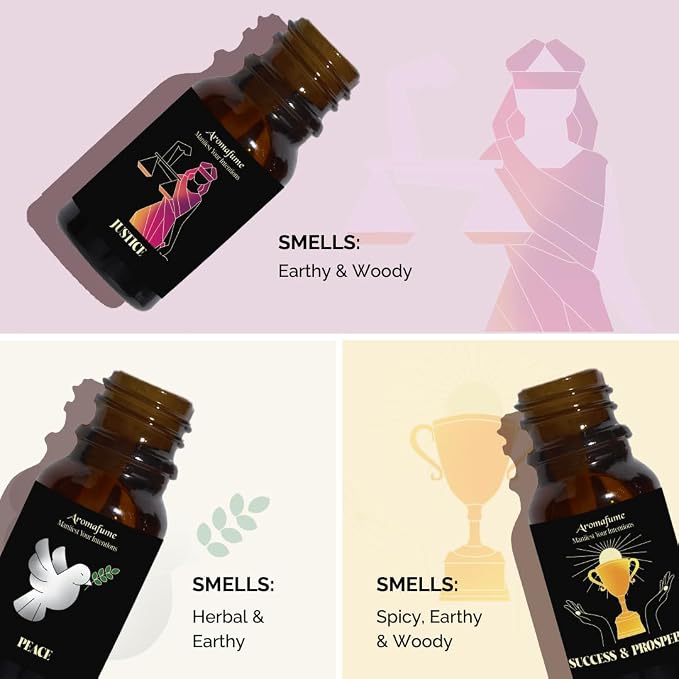 Justice, Peace & Success & Prosperity Oils | 3 x 10ml | Ideal for Manifesting Balance, Divine Blessings etc| Manifestation & Mindfulness