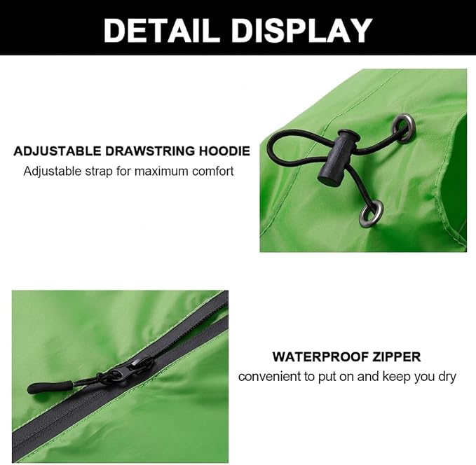 Fashion Hooded Rain Poncho Waterproof Raincoat Jacket with pocket for Women/Men/Adult