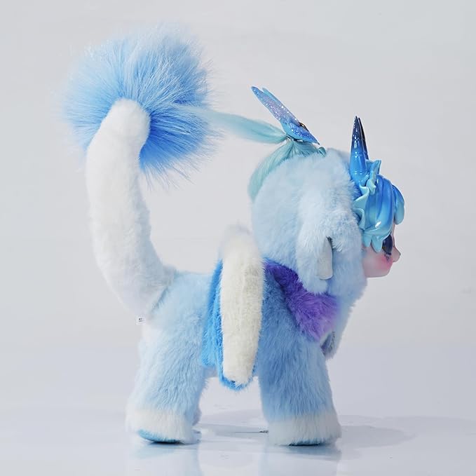 Wizarding Forest Fairy Plush Doll Series, 9 inch Fantasy Collectible Plush Toy with Wings and Tail, Soft Stuffed Animal for Kids, Girls, and Collectors - Blue Mist Elf