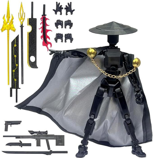 Assembly Completed T13 Action Figures,T 13 Action Figure, Robo 13 3D Printed Action Figure - The Ultimate Hero for Action-Packed Playtime,5.2 Inch (Swordsman-Black)