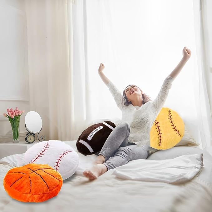 JPORSHU 2PCS Baseball Plush Pillow，White Baseball Pillow Soft Fluffy Football Stuffed Plushies Toy ，Toys Gift for Kids Boy Girls Children Room Decoration