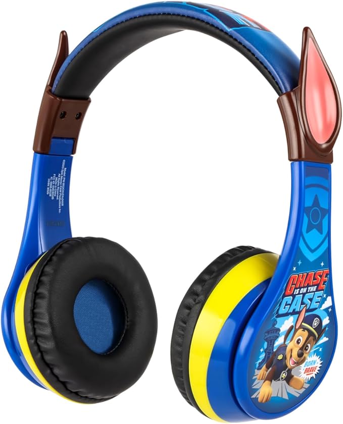 eKids Paw Patrol Chase Bluetooth Headphones for Kids, Wireless Headphones with Microphone Includes Aux Cord, Earphones for School, Home, or Travel (Paw Patrol Chase)