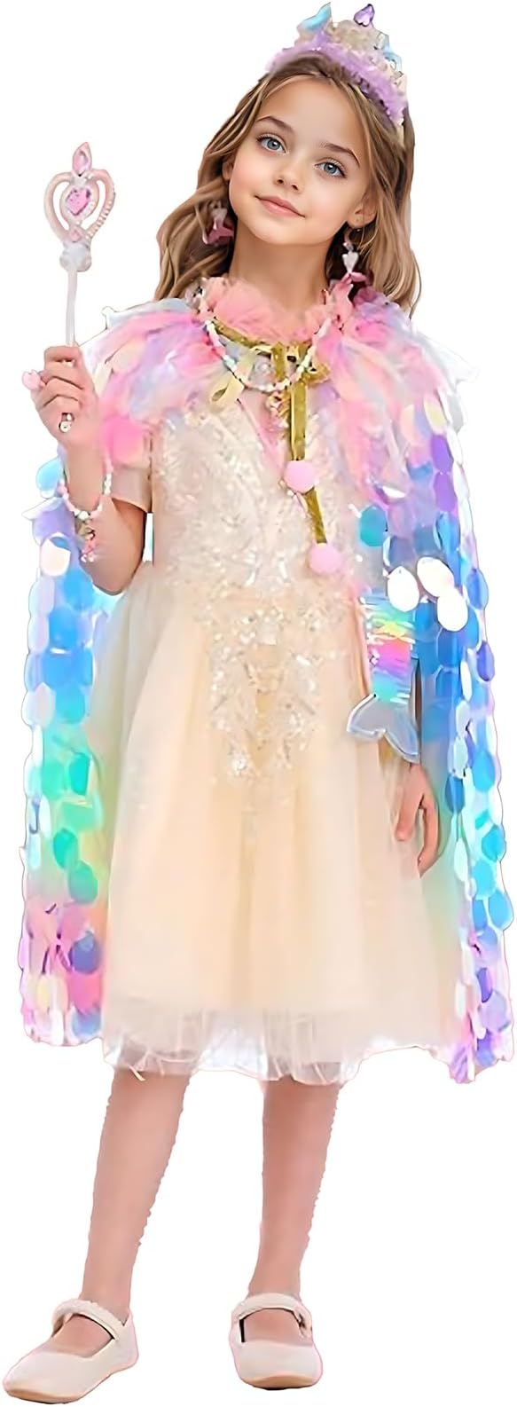 FKKFYY Rainbow Cape Cloak for Girl Princess