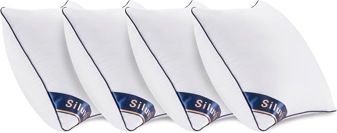Siluvia 18x18 Down Alternative Pillow Insert 4 Pack, 100% Cotton Cover | 100% Premium Polyester Fill, Fluffy & Soft with Comfy Support - White Decorative Cushion Inserts for Couch, Sofa & Bed