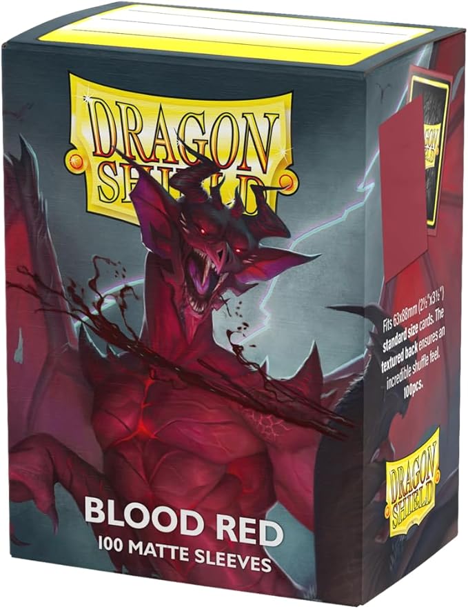 Dragon Shield | Standard Size Card Matte Sleeves | 100 CT - Smooth & Tough Premium TCG Sleeves | Compatible with Pokemon, Flesh & Blood, One Piece & Magic the Gathering | Blood Red - Matte