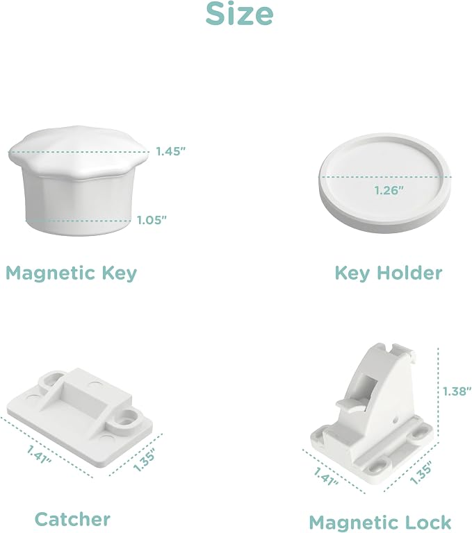 10 Pack Cabinet Locks Baby Proofing - SKYLA HOMES Children Proof Magnetic Cabinet Locks for Cupboard, Drawers, Adhesive Baby Proof Latches (10 Locks and 2 Keys)