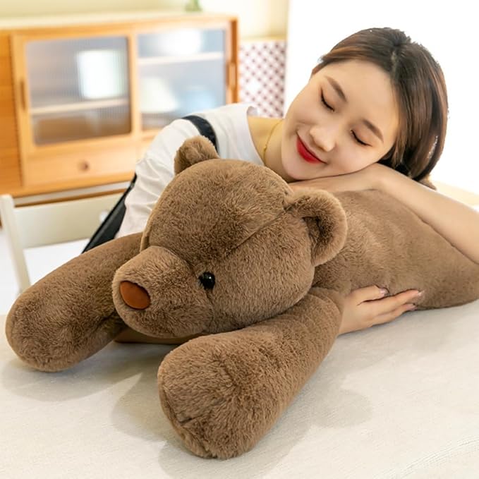 Large Bear Stuffed Animals, 31.5" Brown Bear Plush Throw Pillow Super Cute Kawaii Plushie Toys Gifts for Boys Girls Adults, 80cm, Brown