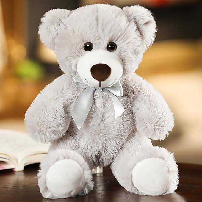 Teddy Bear Stuffed Animal, 12inch Teddy Bear Plush Toy, Birthday Valentine's Day Xmas Gifts for Kids Boys Girls Friends (B-Grey)