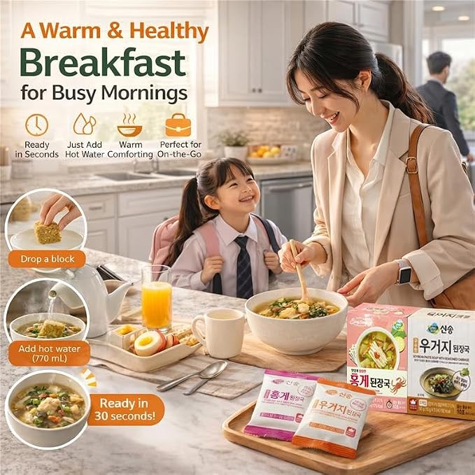 Korean Instant Cabbage & Red Crab Soybean Freeze-Dried Soup 10 packs (Cabbage Block 5 Pack + Red Crab Block 5 Pack) 3.53 oz (100g)