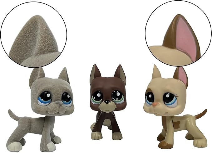 3pcs/Set Custom Flocked Pet Shop Toys Short Hair Cat Kitten Collie Great Dane Cocker Spaniel Dachshund Puppy Dog OOAK Compatible with LPS (#184 and 1519 and 1647)
