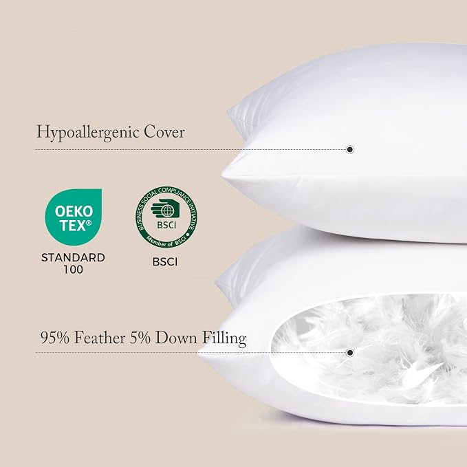 puredown® 16x16 Pillow Inserts, Feather Down Filled for Support, 1 Pack | Natural Feather Down, Choppable & Decorative, Down-Proof Cover, Throw Pillow Insert for Couch, Chairs, Bed, Sofa, Office