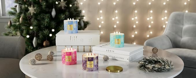 Candle-lite Holiday Scented Candles, Almond Blossom with Cashmere Woods, 14 oz 3-Wick Jar Candle, Proudly Poured in USA, Christmas Home Decor, 45 Hours of Burn Time, Holiday Gift for Men and Women
