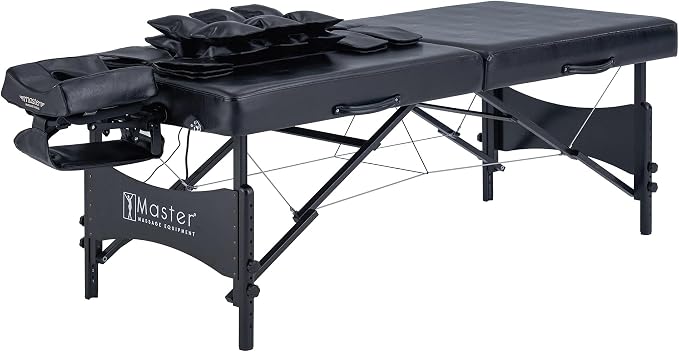 Monaco 30" Master Massage AirWave Portable Table | Full-Body Air Compression & 3D Lumbar Traction | Professional Folding Wellness Bed - Black