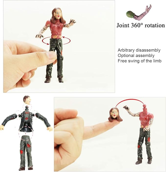 6 Pcs Zombie Dolls Action Figures Walking Dead Terror Corpse Articulated Joints Miniature Model for Halloween Party Decorations As Gifts
