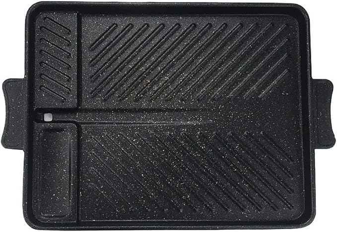 Korean-Style Non-Stick Smokeless Rectangular Grill Pan Baking Tray Barbecue Plate for Indoor Outdoor BBQ
