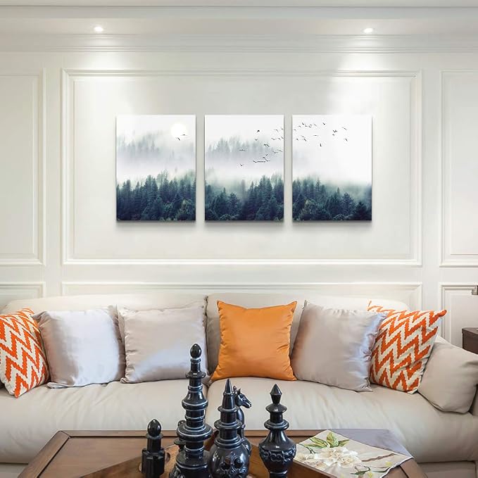 MHARTK66 Canvas Wall Art For Living Room Large Wall Decor For Bedroom Modern Office Wall Decorations Forest Landscape Paintings Farmhouse Pictures Artwork Home Decor Tree Nature 3 Panel Wall Art