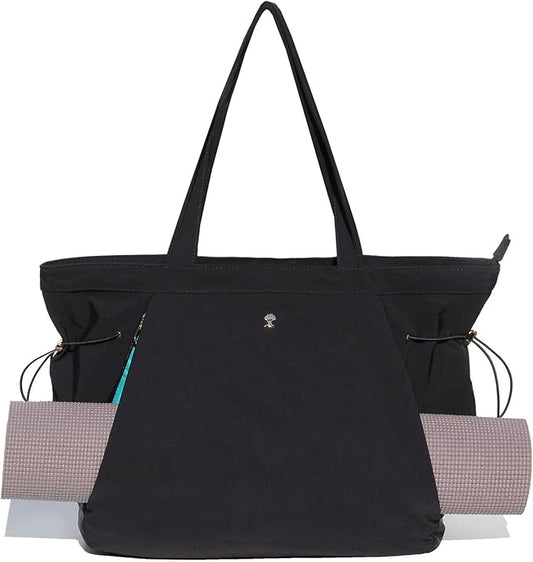 ESVAN Yoga Tote Bag for Women Shoulder Bags Drawstring for Office Workout Travel Carryall Pilates Gym and Beach