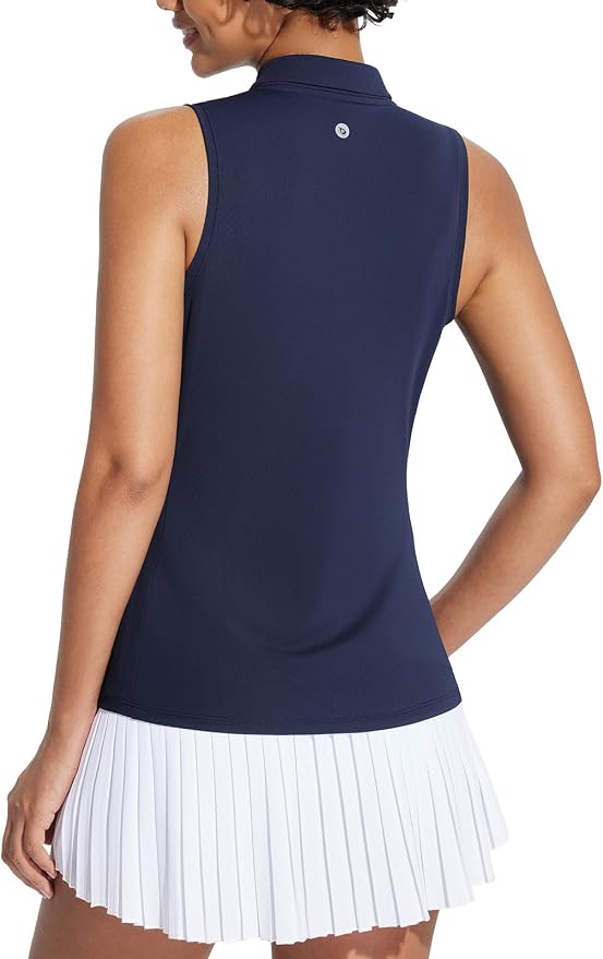 baleaf Women's Golf Shirts Sleeveless Polo Racerback with Zipper Collar | Upf 50+ Sun Protection; Racerback for Free Movement; Quick-Dry and 1/4 Zipper Collar.Perfect for Golf, Tennis and Pickleball