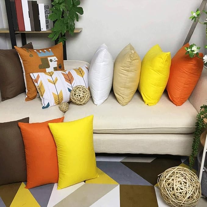 Thmyo 4-Pack 100% Cotton Comfortable Solid Decorative Throw Pillow Case Square Cushion Cover Pillowcase Sublimation Blank Khaki DIY Throw Pillowcas(18x18 inch/45x45cm)(Only Covers,Not Inserts)