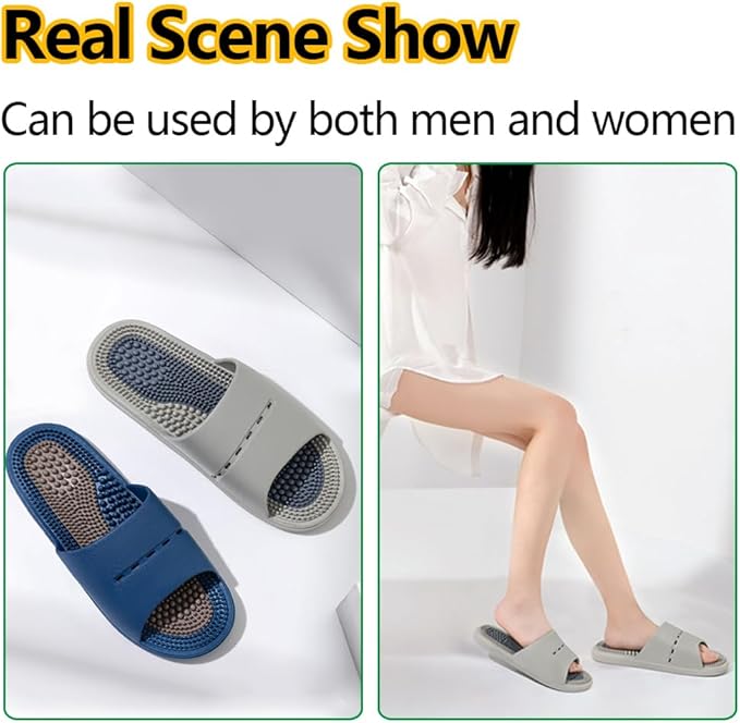 Acupressure Massage Slippers Acupressure Foot Massager Shoes Reflexology Sandals Gift for Men Women Reduce Feet Neuropathy Pain Relief and Tension (Dark Gray,US Women 9.5-10/ Men -8.5)