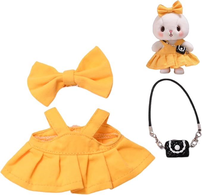 3 Set 17 cm Doll Clothes - 6.7 Inches Cute Dolls Dress - Premium Fashion Accessories, Doll Clothes+Overalls+Glasses Style Bundle,Gifts for Lovers (Style-N)